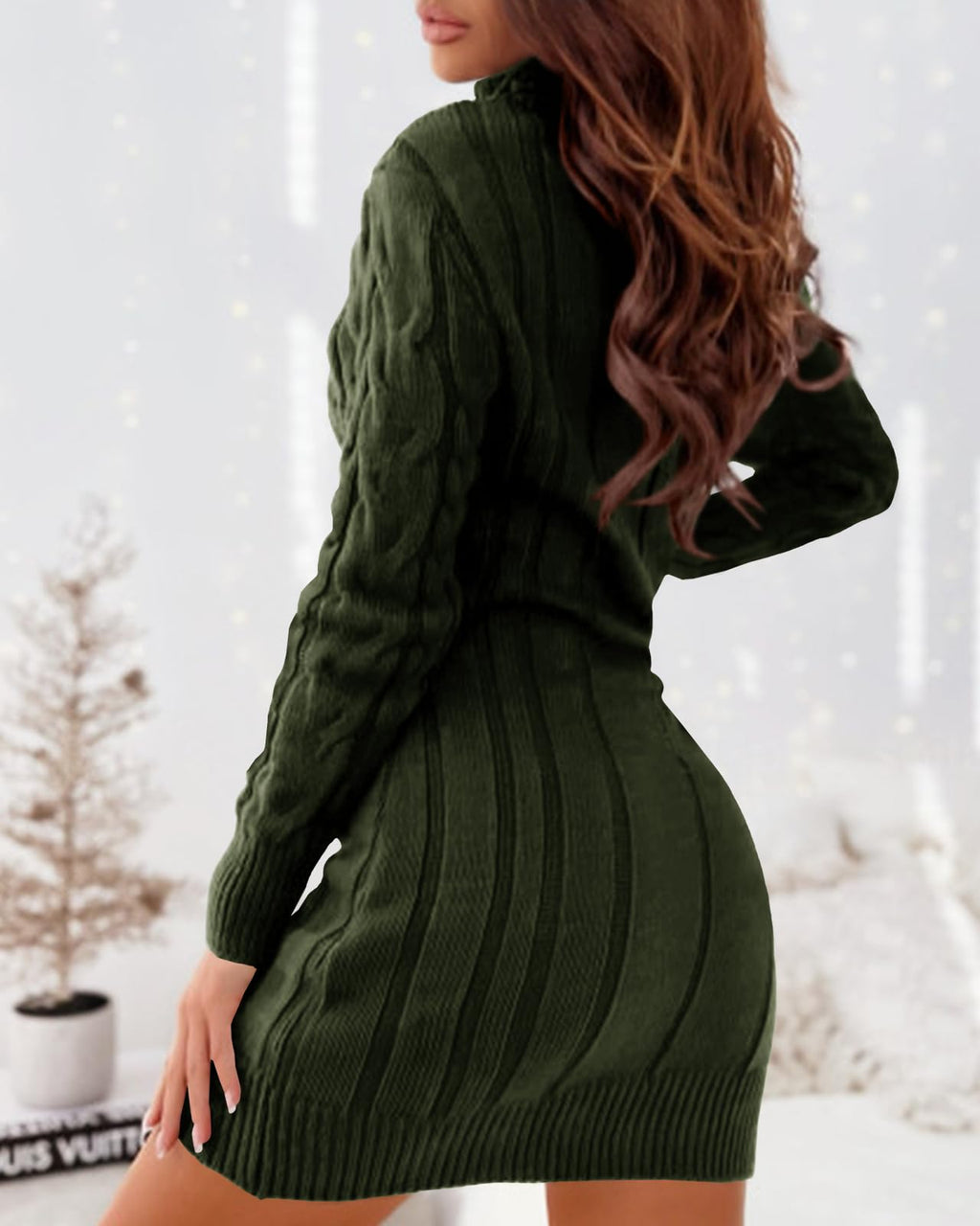 Saodimallsu Womens Cable Knit Mini Sweater Dress