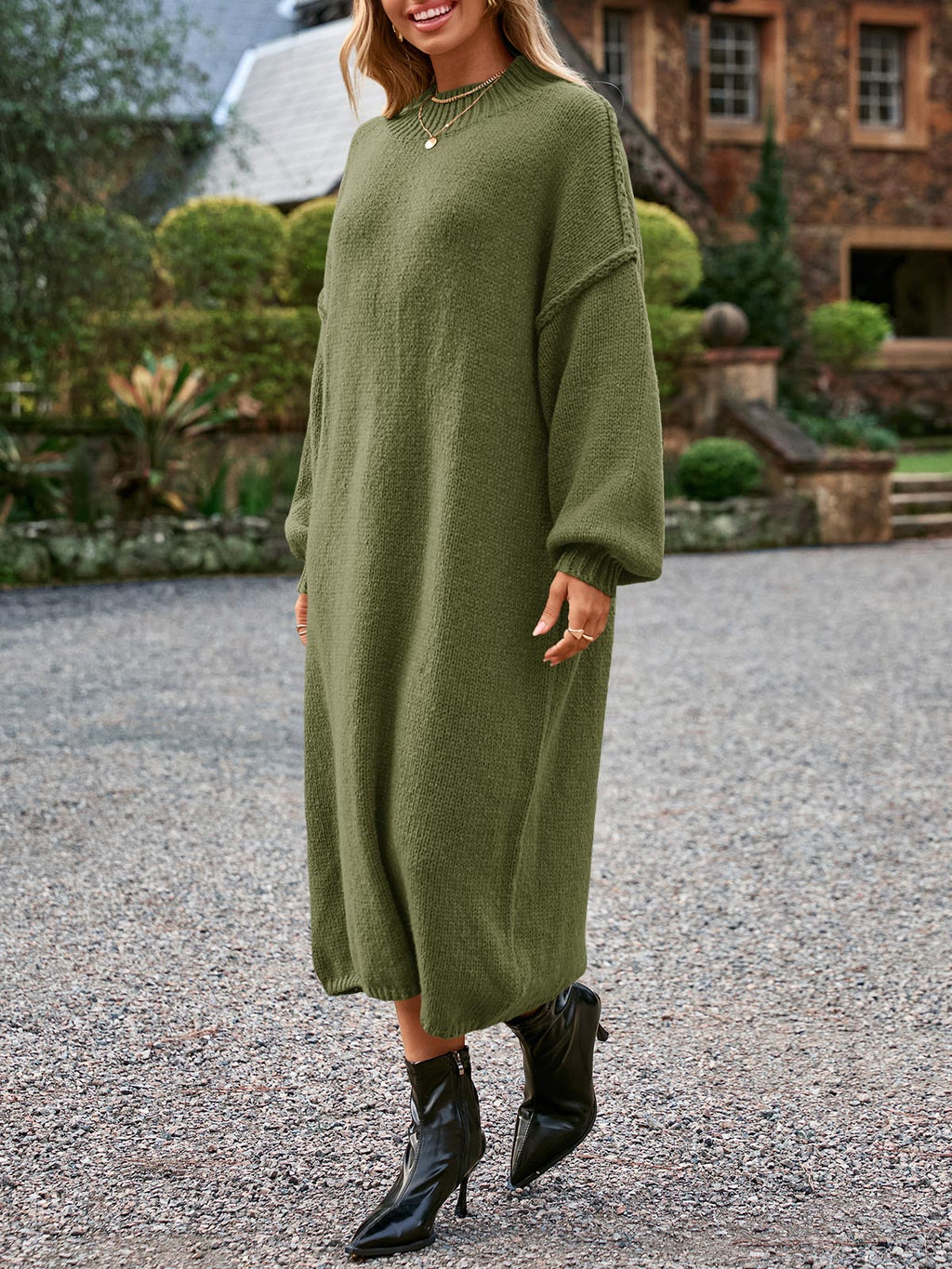 Saodimallsu Womens Mock Neck Sweater Dress