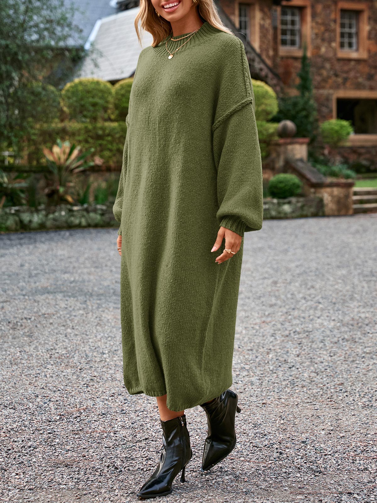 Saodimallsu Womens Mock Neck Sweater Dress