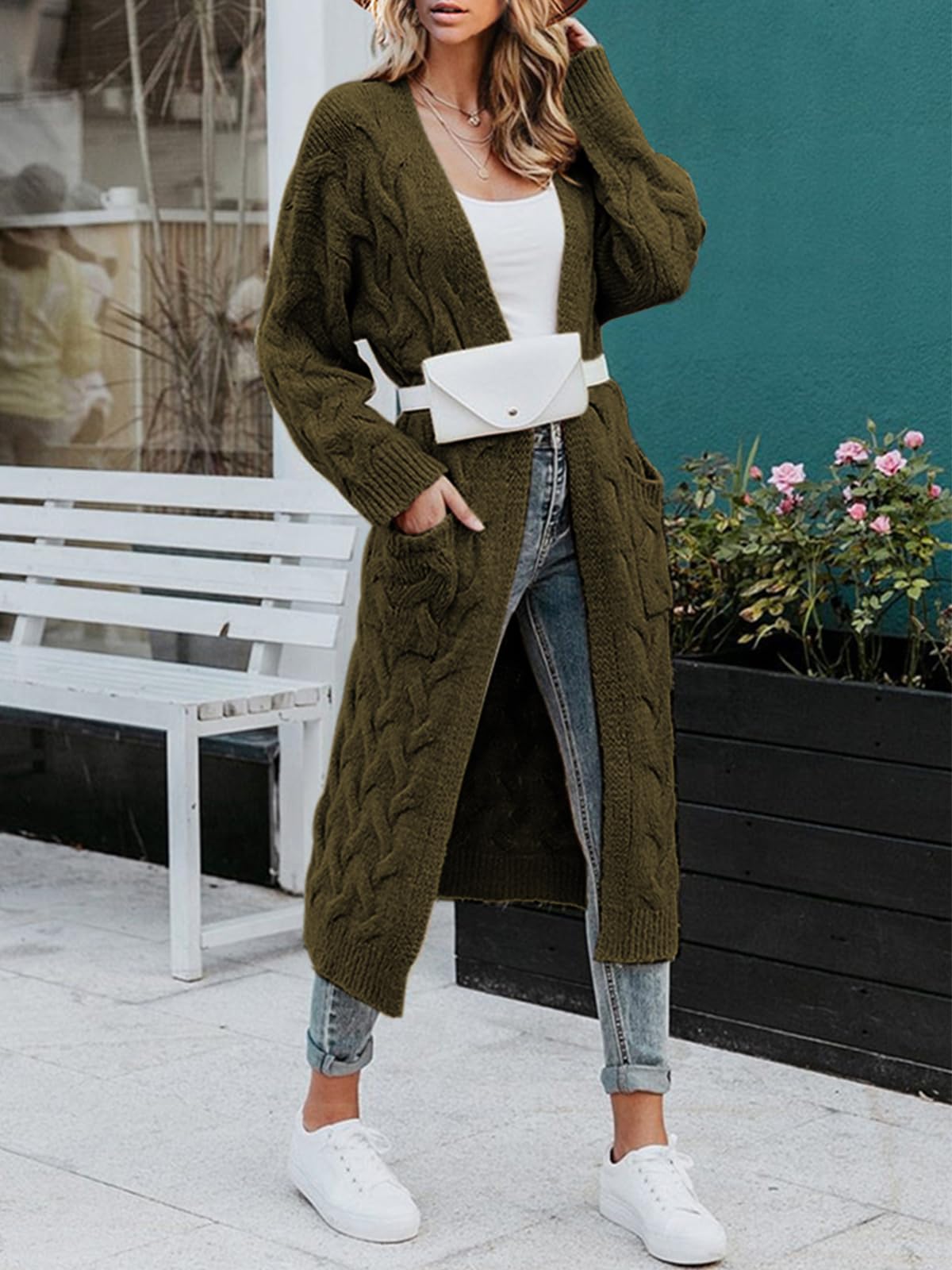 Saodimallsu Womens Cable Knit Long Cardigan
