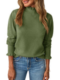 Saodimallsu Womens Ruffle Mock Neck Sweater