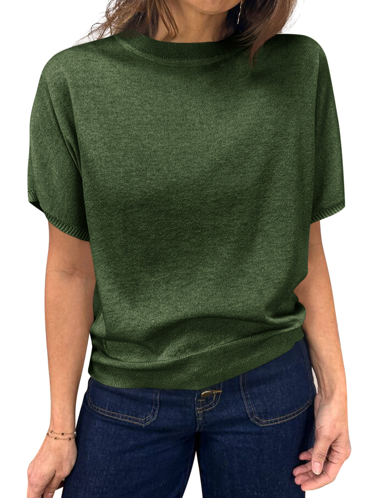 Saodimallsu Women's Crew Neck Knit Sweater