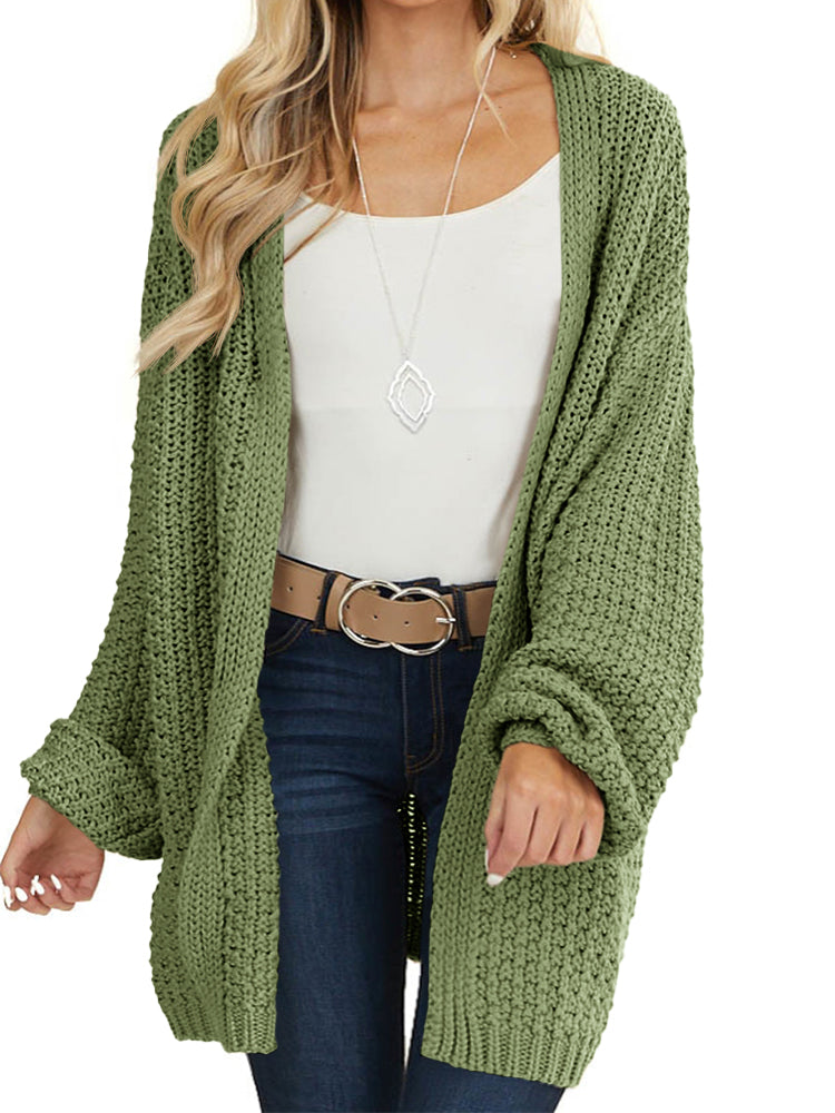 Saodimallsu Womens Oversized Open Front Knit Cardigan