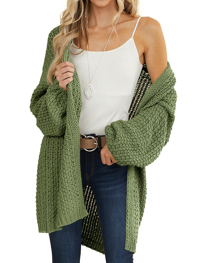 Saodimallsu Womens Oversized Open Front Knit Cardigan