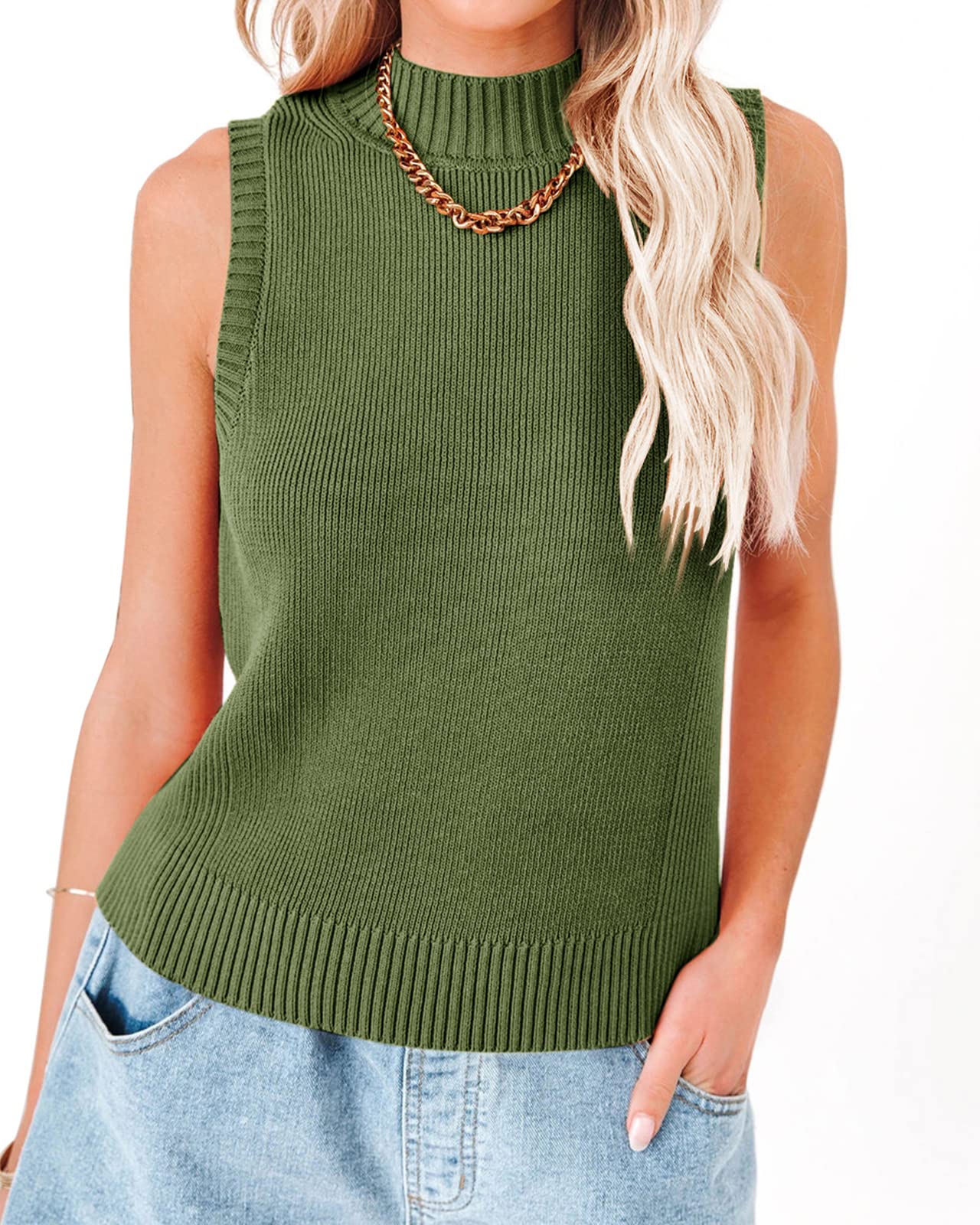 Saodimallsu Womens High Neck Ribbed Tank Tops