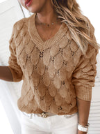 Saodimallsu Womens Crochet V Neck Blouses Sweater