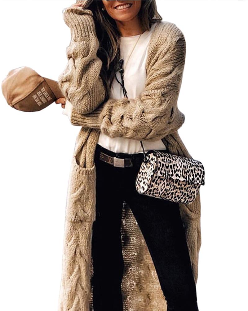 Saodimallsu Womens Cable Knit Long Cardigan