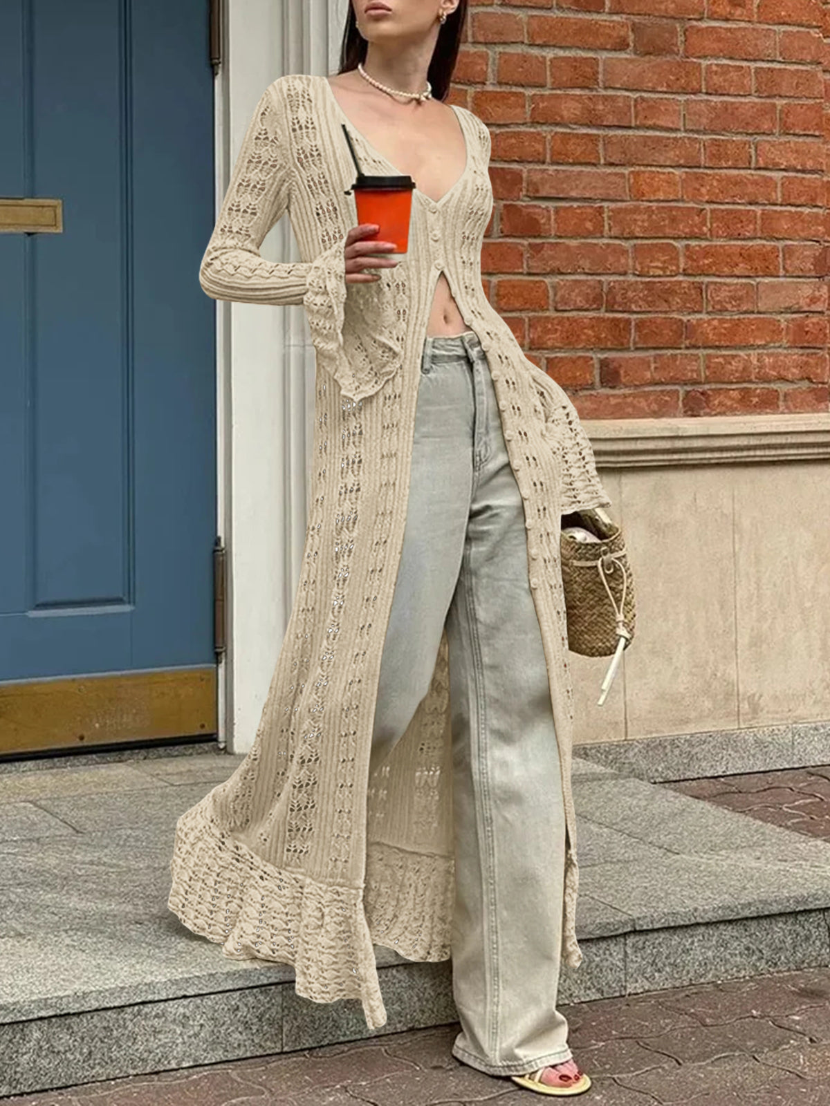 Saodimallsu Womens Boho Crochet Cardigan