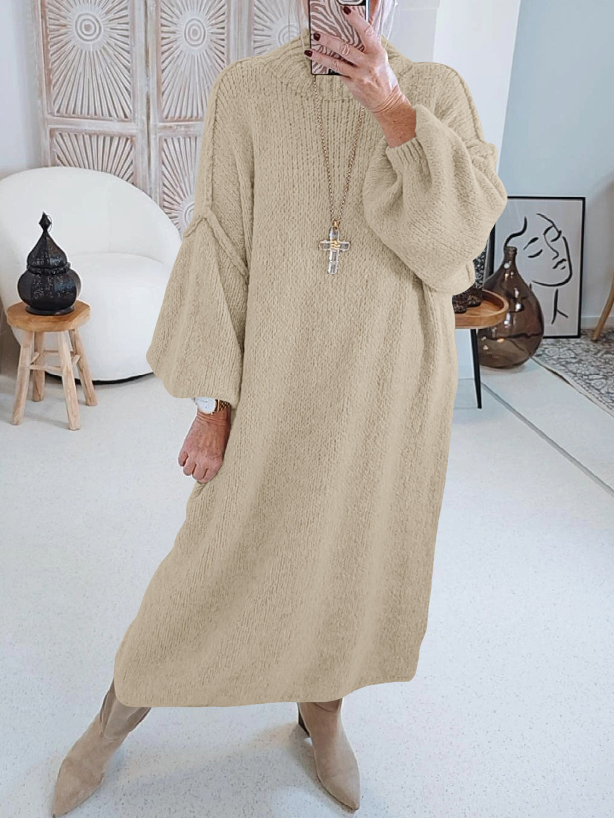 Saodimallsu Womens Mock Neck Sweater Dress