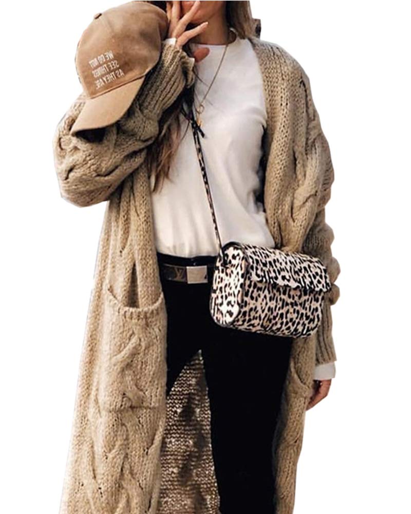 Saodimallsu Womens Cable Knit Long Cardigan