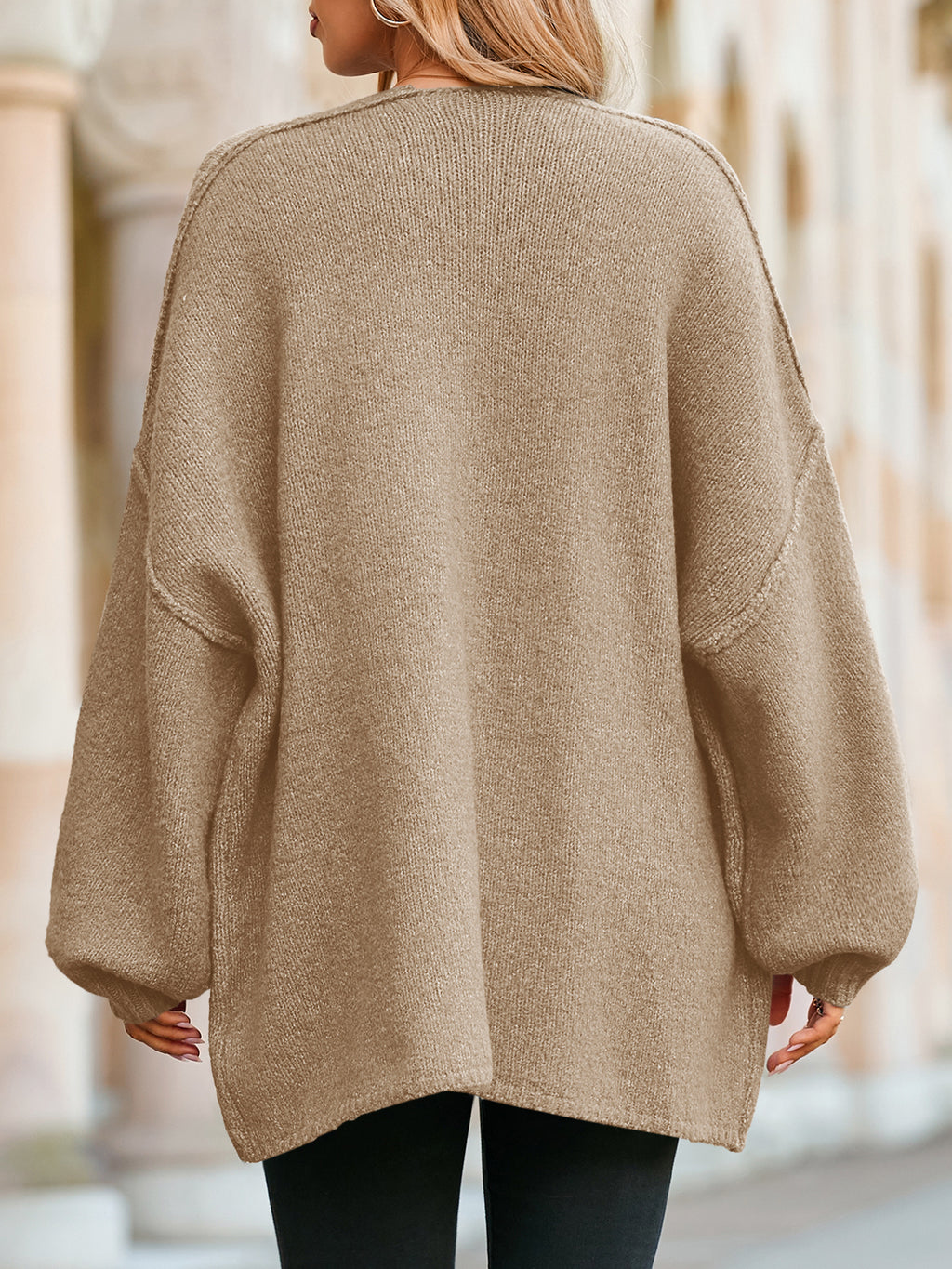 Saodimallsu Womens Lantern Sleeve Chunky Cardigan