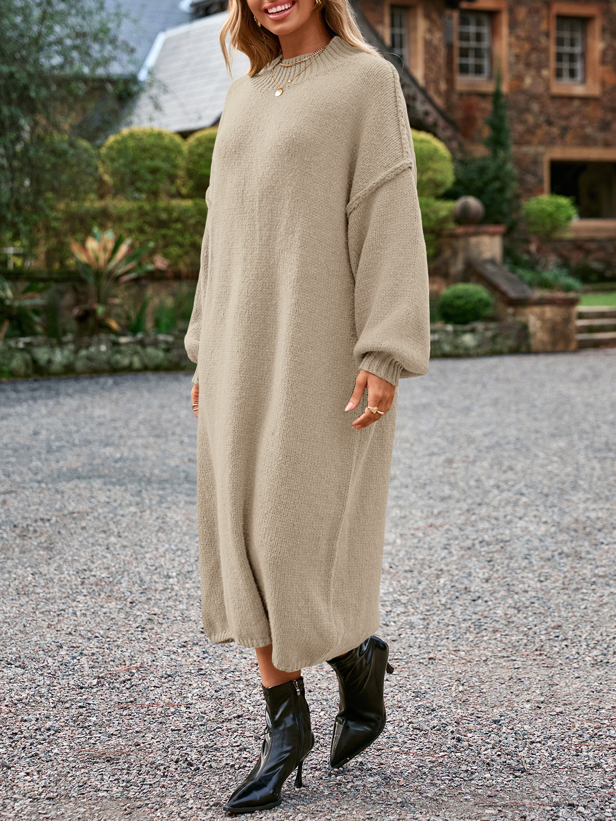 Saodimallsu Womens Mock Neck Sweater Dress