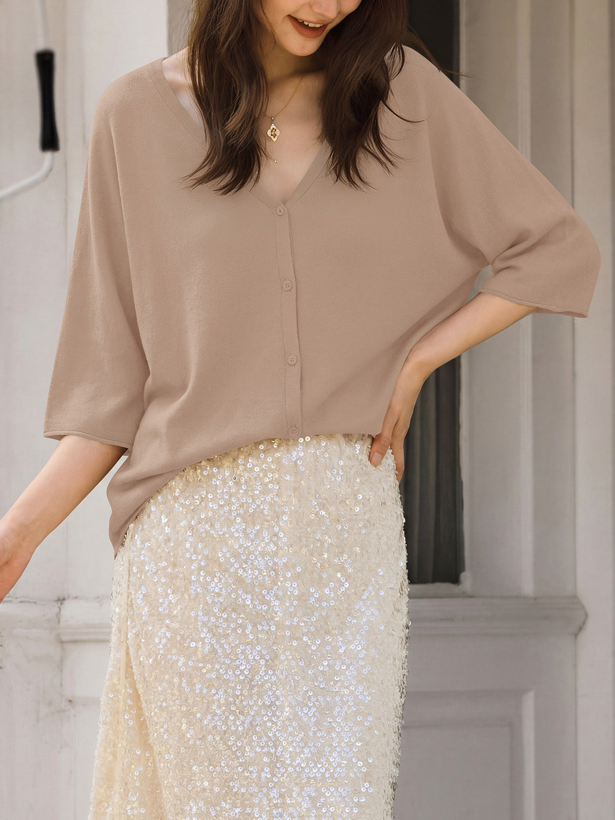 Saodimallsu Womens Batwing Half Sleeve Oversized Cardigans