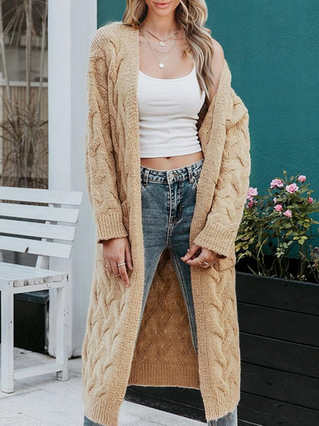 Saodimallsu Womens Cable Knit Long Cardigan