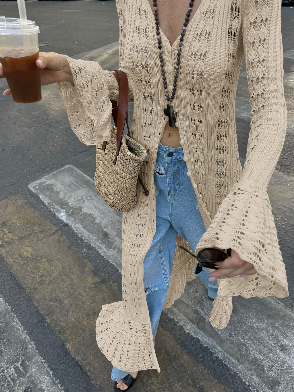 Saodimallsu Womens Boho Crochet Cardigan