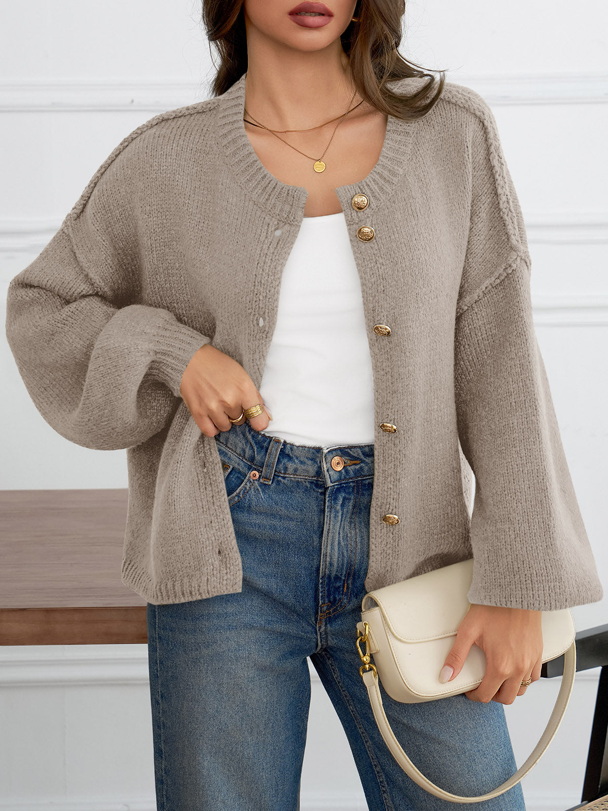 Saodimallsu Womens Button Up Long Lantern Sleeve Cardigans