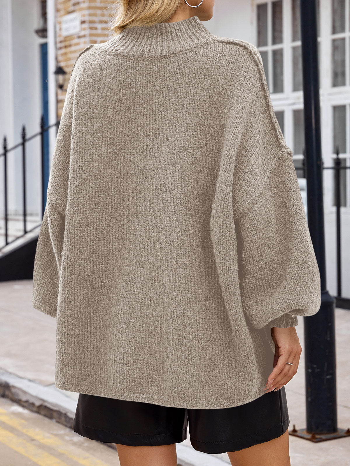 Saodimallsu Womens Mock Neck Batwing Sweater
