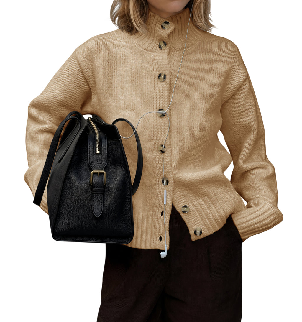 Saodimallsu Womens Mock Neck Button Up Cardigans