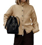 Saodimallsu Womens Mock Neck Button Up Cardigans