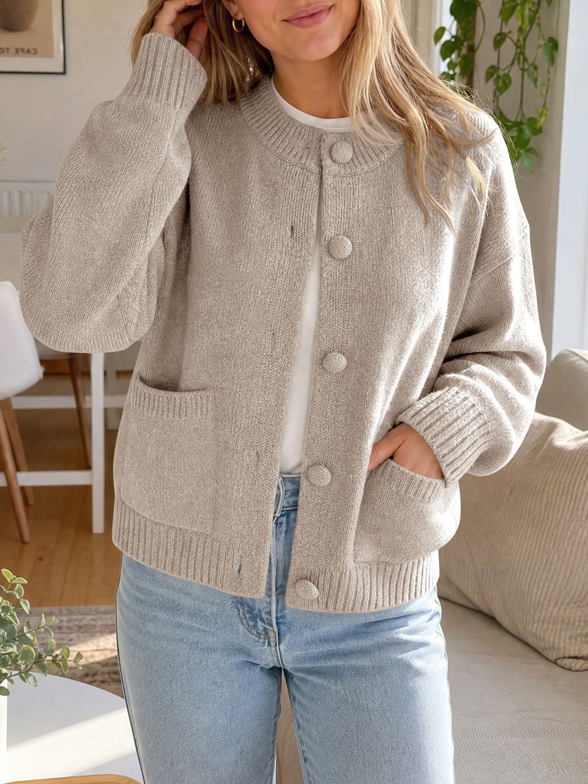 Saodimallsu Womens Casual Knit Button Up Cardigans