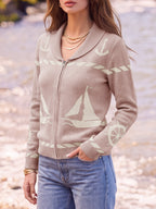 Saodimallsu Womens Zip Up Collared Sweater