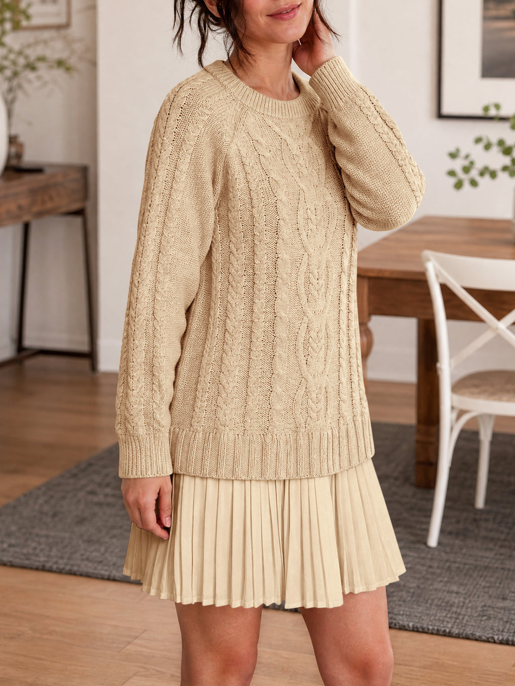 Saodimallsu Women Cable Knit Sweater Dress