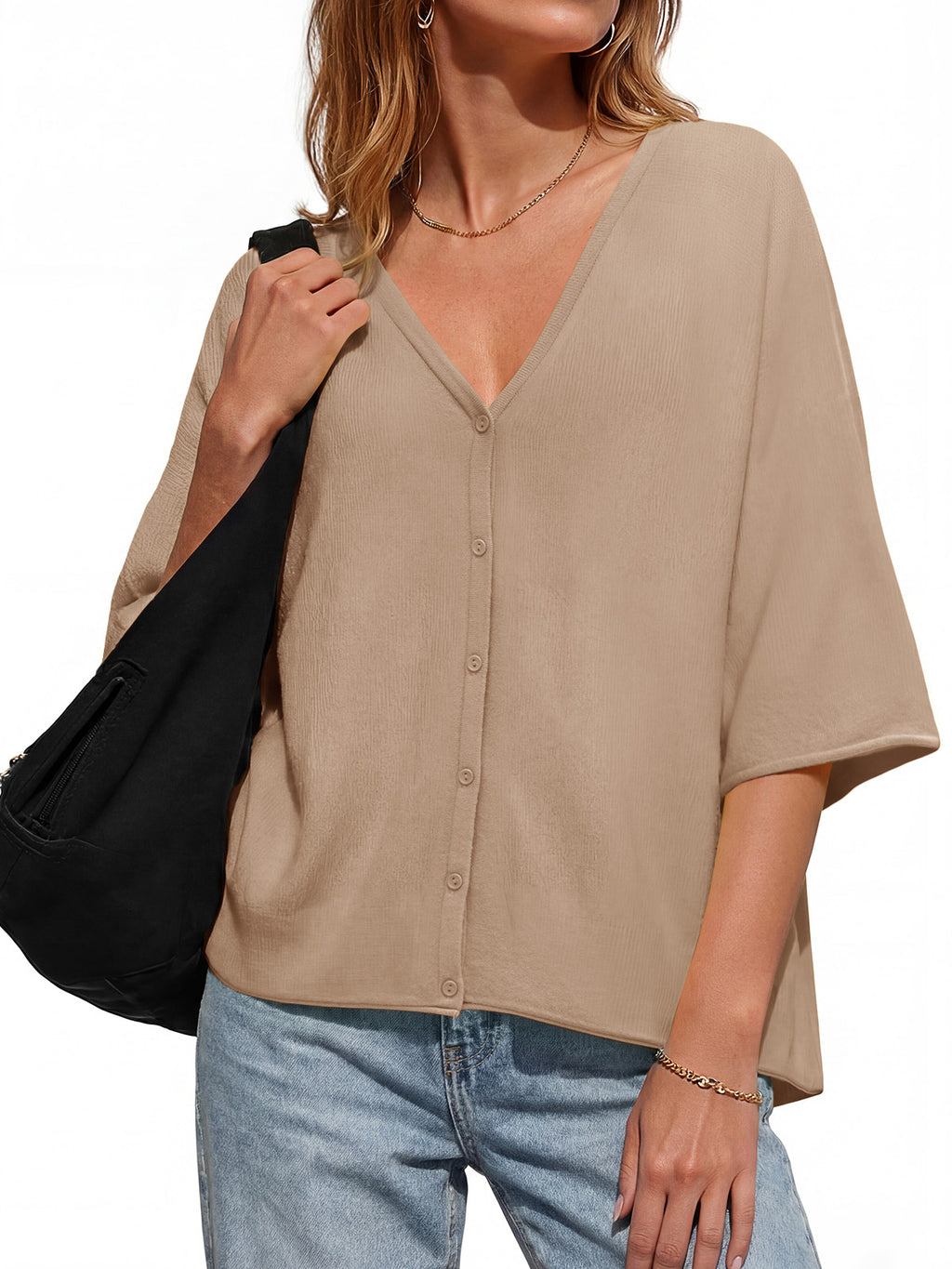 Saodimallsu Womens Batwing Half Sleeve Oversized Cardigans