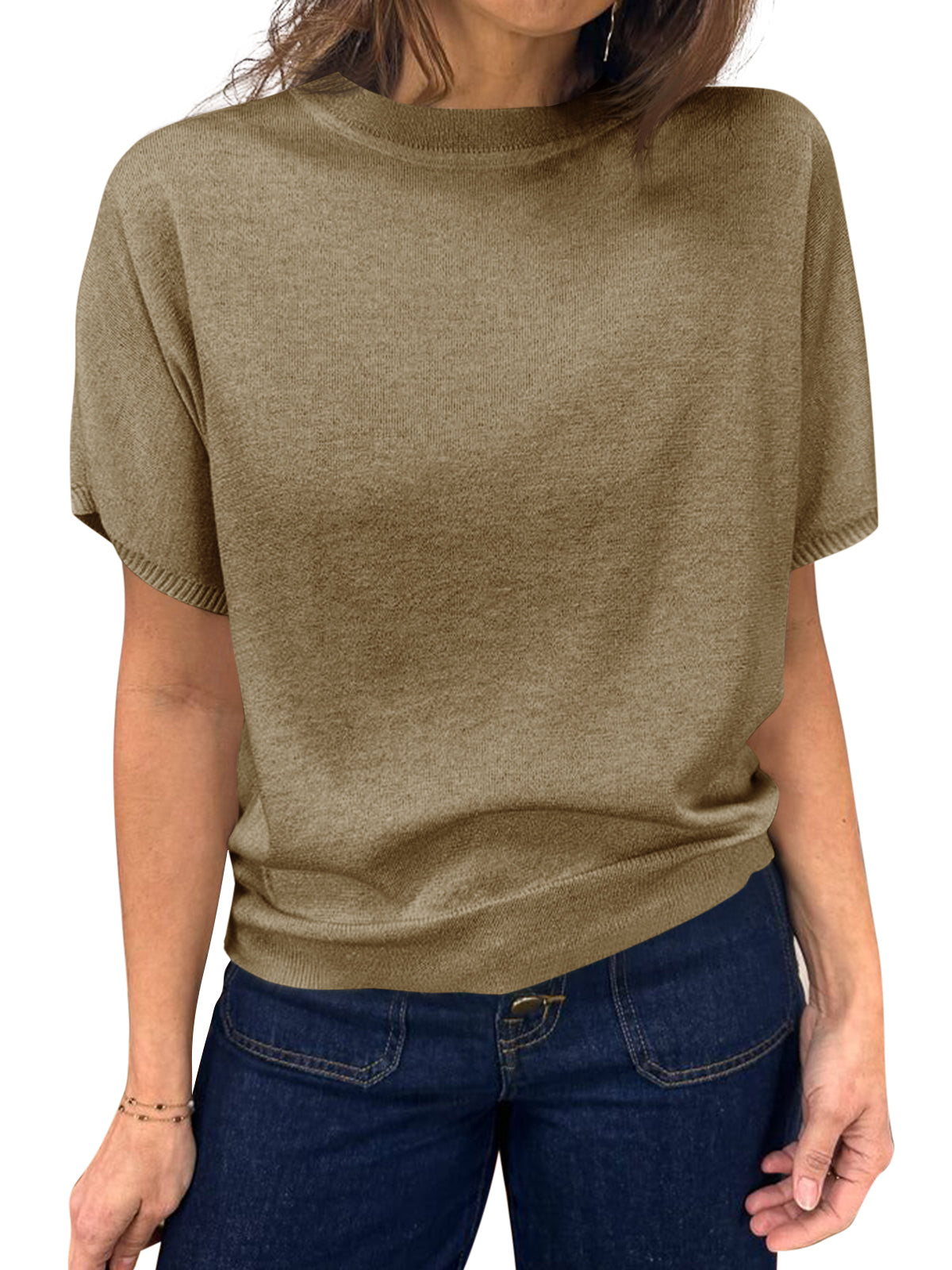 Saodimallsu Women's Crew Neck Knit Sweater