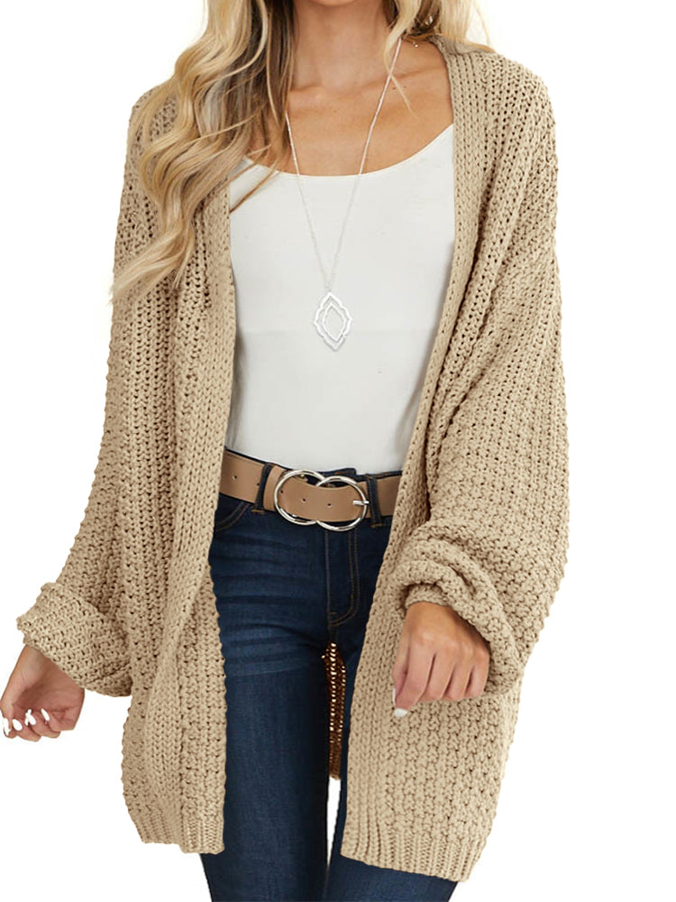 Saodimallsu Womens Oversized Open Front Knit Cardigan