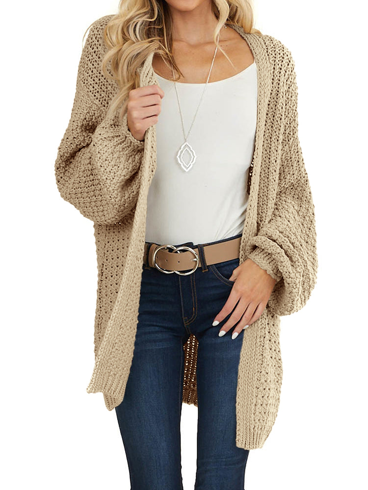 Saodimallsu Womens Oversized Open Front Knit Cardigan