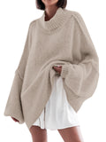 Saodimallsu Khaki Womens Mock Neck Sweater