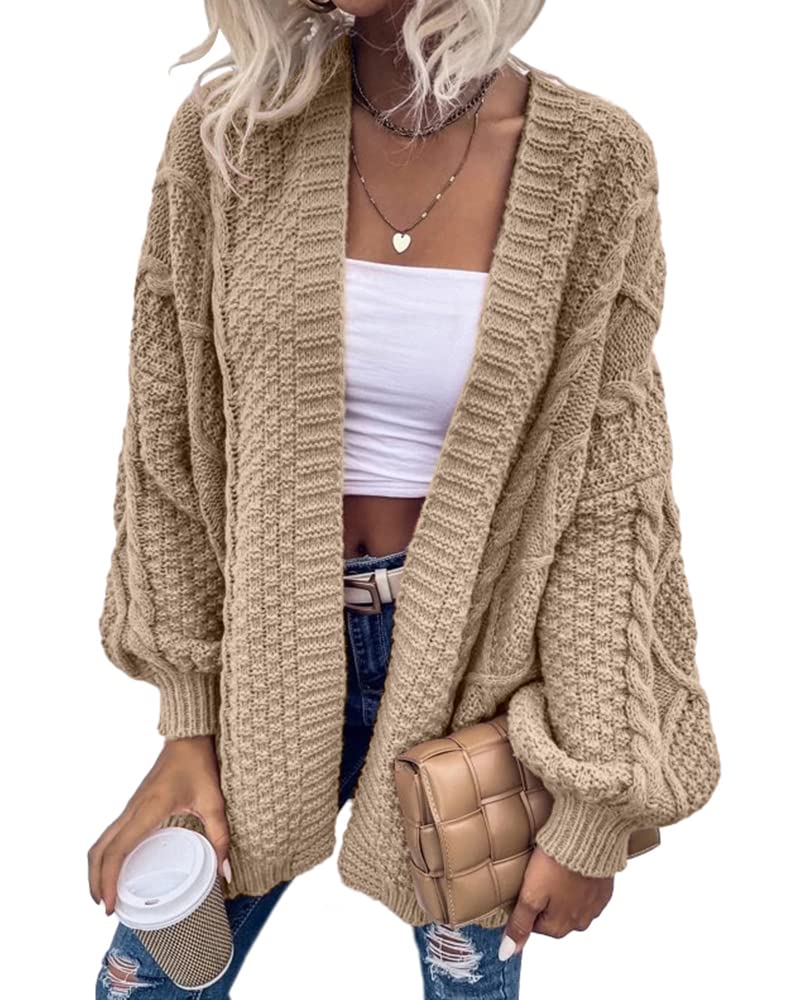 Saodimallsu Womens Chunky Cable Knit Cardigan