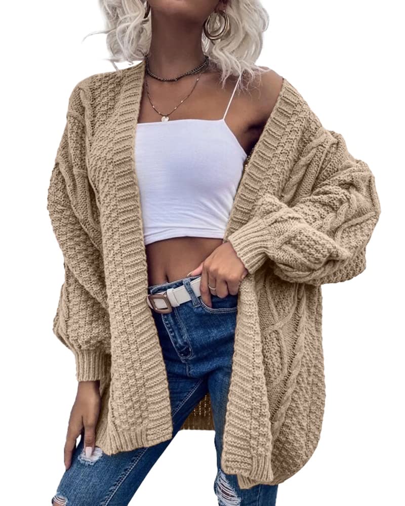 Saodimallsu Womens Chunky Cable Knit Cardigan