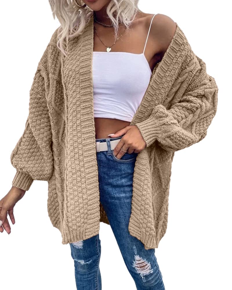 Saodimallsu Womens Chunky Cable Knit Cardigan