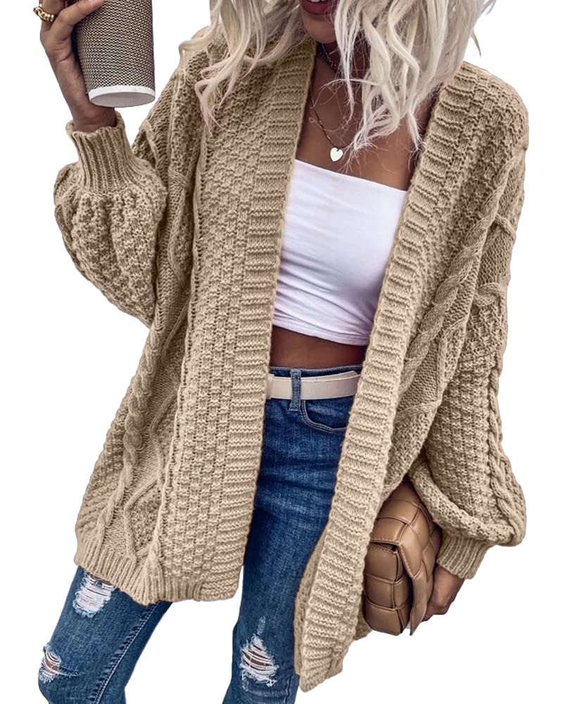 Saodimallsu Womens Chunky Cable Knit Cardigan