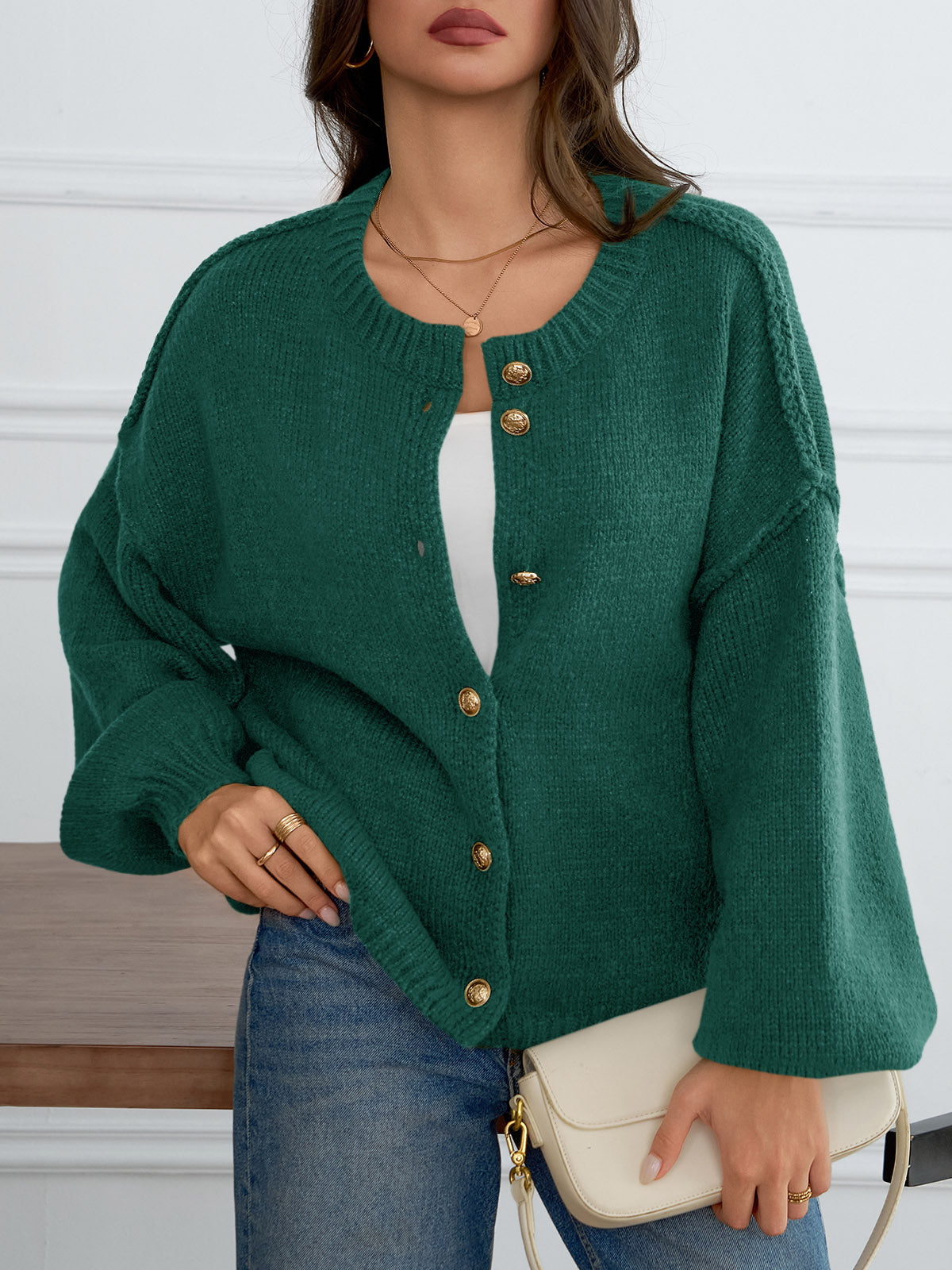 Saodimallsu Womens Button Up Long Lantern Sleeve Cardigans