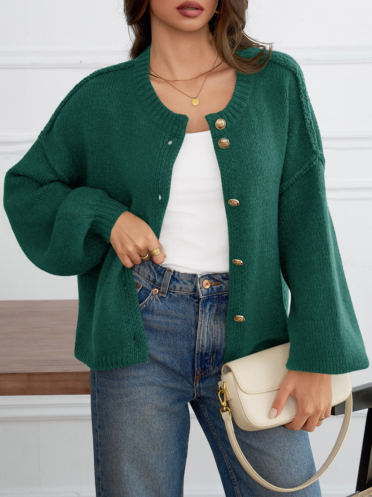 Saodimallsu Womens Button Up Long Lantern Sleeve Cardigans