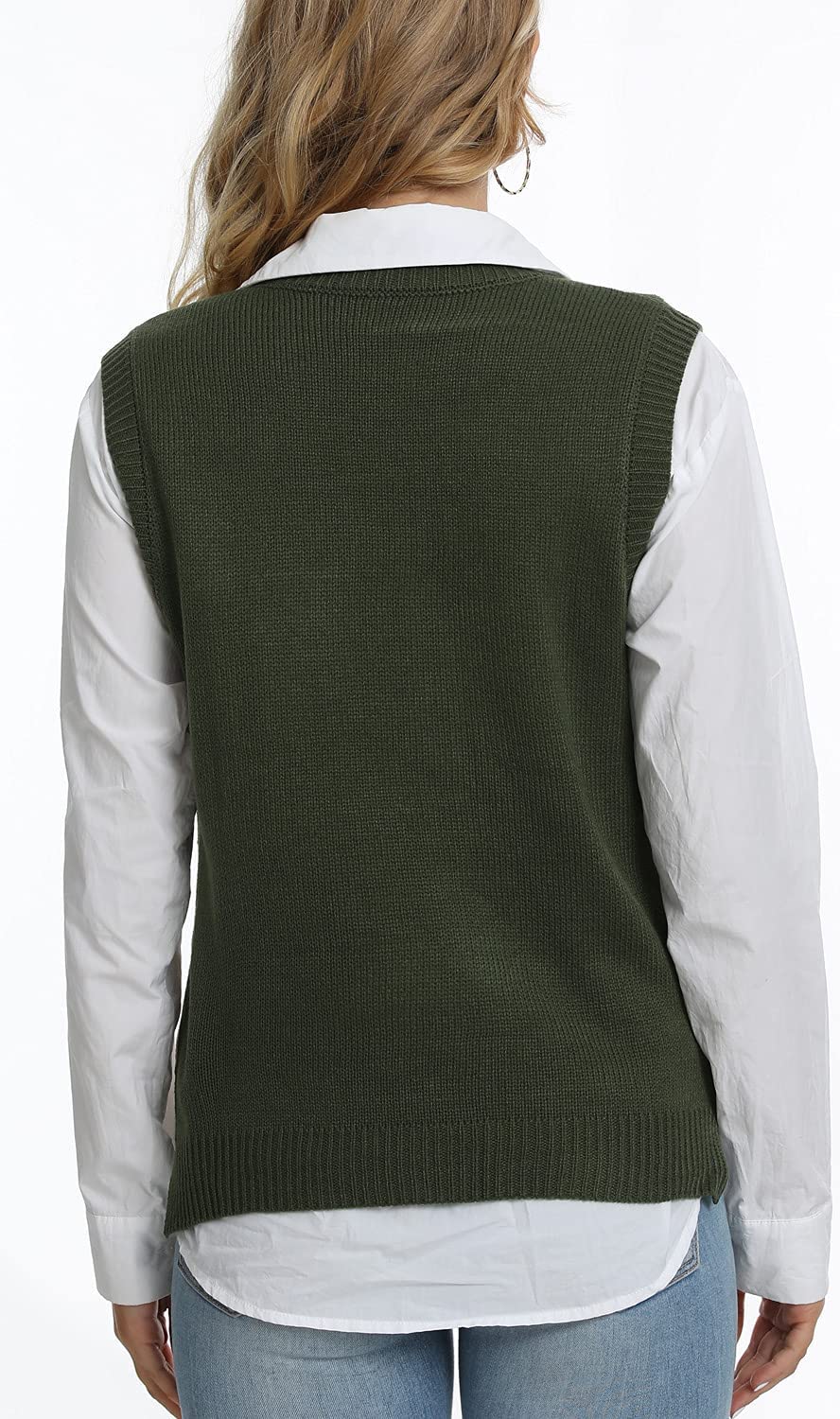 Saodimallsu Womens V Neck Argyle Knit Tops