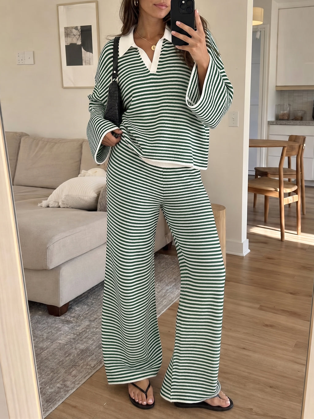 Saodimallsu Womens Striped 2 Piece Knit Outfit