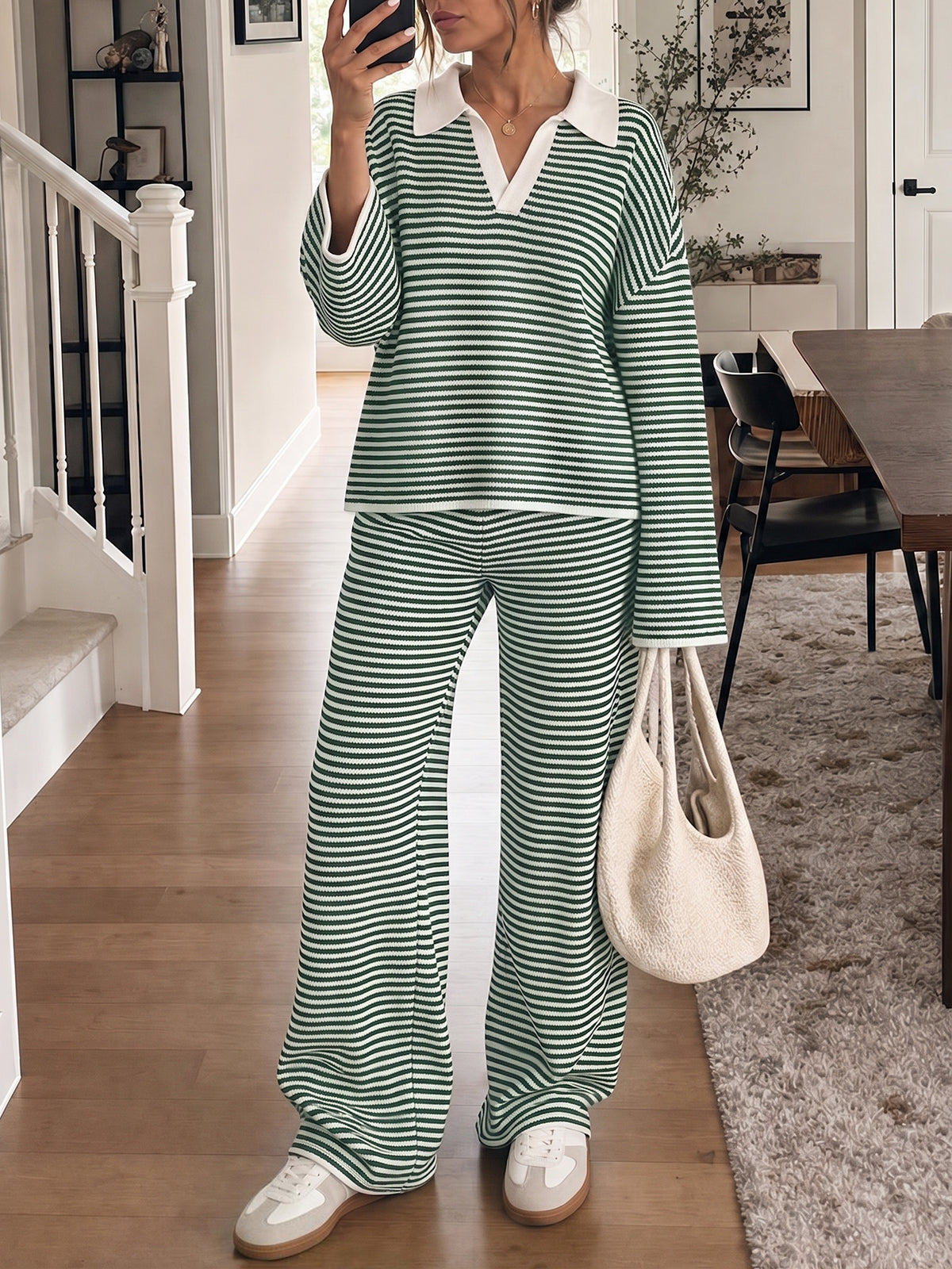 Saodimallsu Womens Striped 2 Piece Knit Outfit