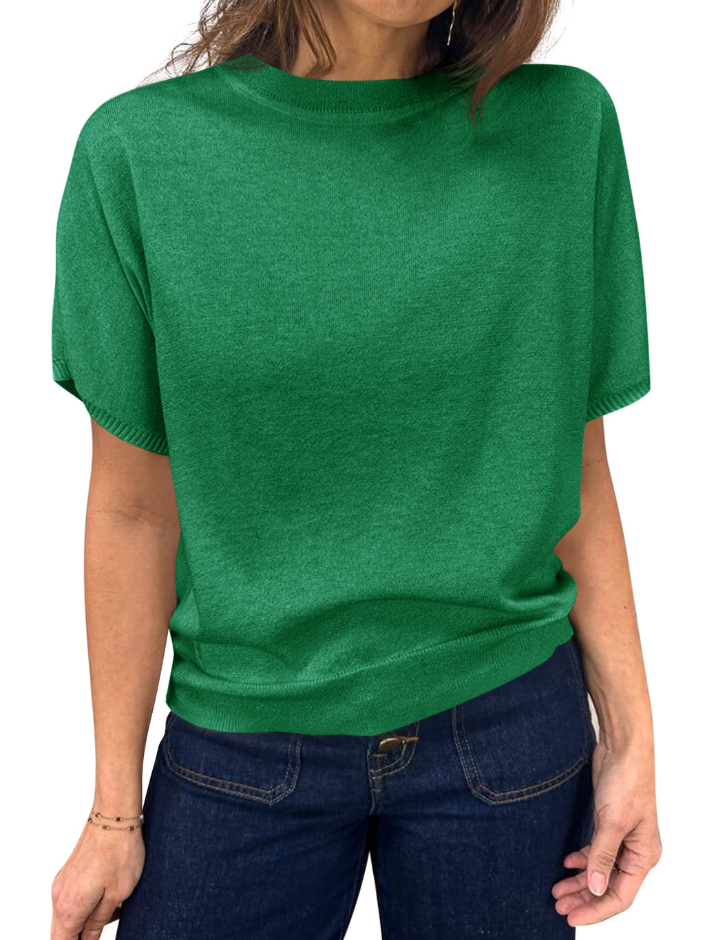 Saodimallsu Women's Crew Neck Knit Sweater