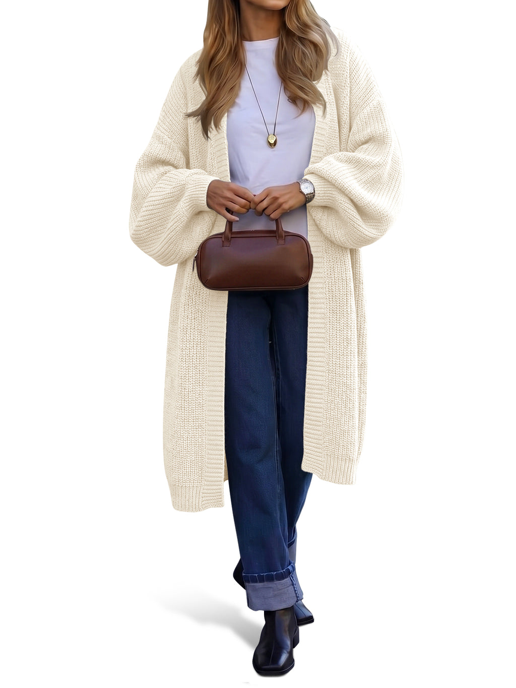 Saodimallsu Womens Oversized Long Open Front Cardigan