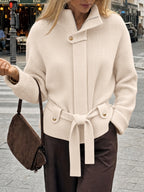 Saodimallsu Womens Zip Up Stand Collar Sweater