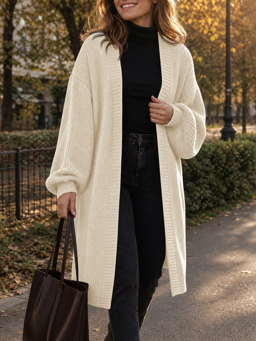 Saodimallsu Womens Oversized Long Open Front Cardigan