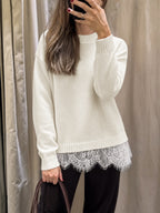 Saodimallsu Womens Lace Patchwork Knit Sweater
