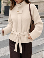 Saodimallsu Womens Zip Up Stand Collar Sweater