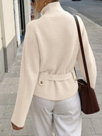 Saodimallsu Womens Zip Up Stand Collar Sweater