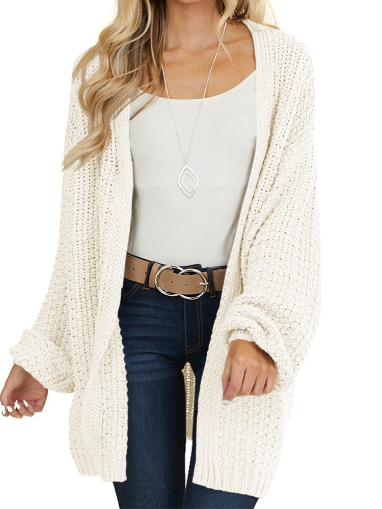 Saodimallsu Womens Oversized Open Front Knit Cardigan