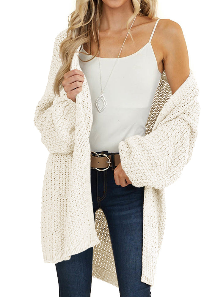 Saodimallsu Womens Oversized Open Front Knit Cardigan