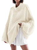 Saodimallsu Creamy-white Womens Mock Neck Sweater
